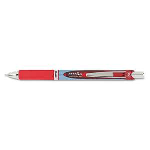 PENTEL OF AMERICA EnerGel RTX Retractable Liquid Gel Pen, .7mm, Needle, Black/Gray Barrel, Red Ink