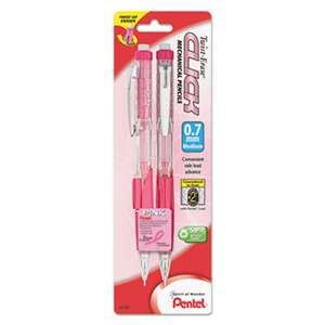 PENTEL OF AMERICA Pink Ribbon Twist-Erase CLICK Mechanical Pencil, 0.7 mm, 2/Pack