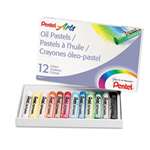 PENTEL OF AMERICA Oil Pastel Set With Carrying Case,12-Color Set, Assorted, 12/Set