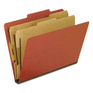 ESSELTE PENDAFLEX CORP. Six-Section Pressboard Folders, Letter, 2/5 Tab, Red, 10/Box