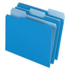 ESSELTE PENDAFLEX CORP. Colored File Folders, 1/3 Cut Top Tab, Letter, Blue/Light Blue, 100/Box