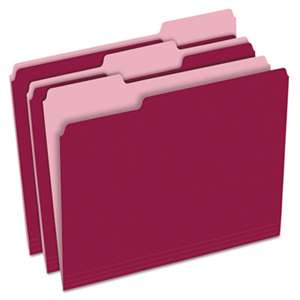ESSELTE PENDAFLEX CORP. Colored File Folders, 1/3 Cut Top Tab, Letter, Burgundy/Light Burgundy, 100/Box