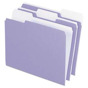 ESSELTE PENDAFLEX CORP. Colored File Folders, 1/3 Cut Top Tab, Letter, Lavender/Light Lavender, 100/Box