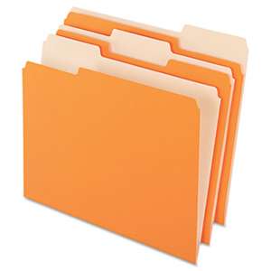 ESSELTE PENDAFLEX CORP. Colored File Folders, 1/3 Cut Top Tab, Letter, Orange/Light Orange, 100/Box