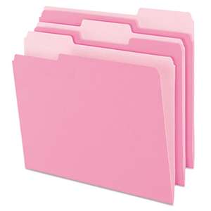 ESSELTE PENDAFLEX CORP. Colored File Folders, 1/3 Cut Top Tab, Letter, Pink/Light Pink, 100/Box