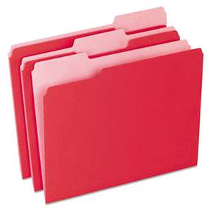 ESSELTE PENDAFLEX CORP. Colored File Folders, 1/3 Cut Top Tab, Letter, Red/Light Red, 100/Box