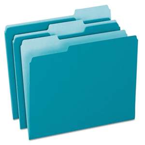 ESSELTE PENDAFLEX CORP. Colored File Folders, 1/3 Cut Top Tab, Letter, Teal/Light Teal, 100/Box