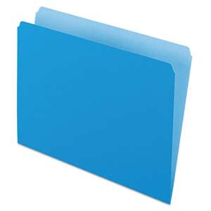 ESSELTE PENDAFLEX CORP. Colored File Folders, Straight Cut, Top Tab, Letter, Blue/Light Blue, 100/Box