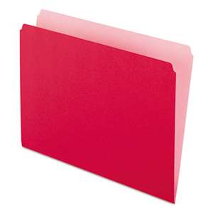 ESSELTE PENDAFLEX CORP. Colored File Folders, Straight Cut, Top Tab, Letter, Red/Light Red, 100/Box