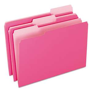ESSELTE PENDAFLEX CORP. Colored File Folders, 1/3 Cut Top Tab, Legal, Pink/Light Pink, 100/Box