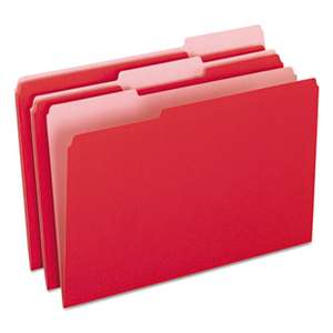 ESSELTE PENDAFLEX CORP. Colored File Folders, 1/3 Cut Top Tab, Legal, Red/Light Red, 100/Box