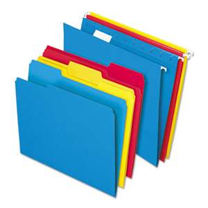ESSELTE PENDAFLEX CORP. Combo Kit Hanging File Folders, 1/3 Tab, Letter, Assorted, 12 Sets/Box