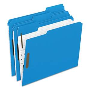 ESSELTE PENDAFLEX CORP. Colored Folders With Embossed Fasteners, 1/3 Cut, Letter, Blue/Grid Interior