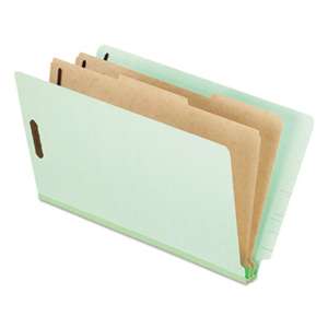 ESSELTE PENDAFLEX CORP. Pressboard End Tab Folders, Legal, 2 Dividers/6 Section, Pale Green, 10/Box