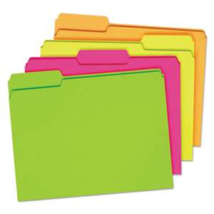 ESSELTE PENDAFLEX CORP. Glow File Folders, 1/3 Cut Top Tab, Letter, Assorted Colors, 24/Box