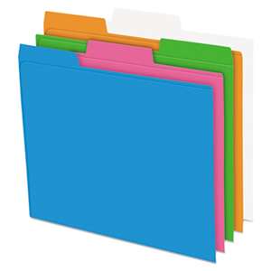 ESSELTE PENDAFLEX CORP. Glow Poly File Folders, 1/3 Cut Top Tab, Letter, Assorted Colors, 12/Pack