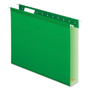 ESSELTE PENDAFLEX CORP. Reinforced 2" Extra Capacity Hanging Folders, Letter, Bright Green, 25/Box