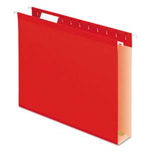 ESSELTE PENDAFLEX CORP. Reinforced 2" Extra Capacity Hanging Folders, 1/5 Tab, Letter, Red, 25/Box