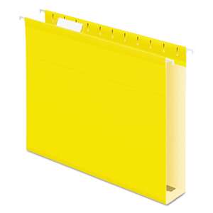 ESSELTE PENDAFLEX CORP. Reinforced 2" Extra Capacity Hanging Folders, 1/5 Tab, Letter, Yellow, 25/Box