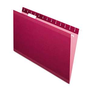 ESSELTE PENDAFLEX CORP. Reinforced Hanging Folders, 1/5 Tab, Legal, Burgundy, 25/Box