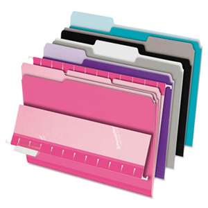 ESSELTE PENDAFLEX CORP. Interior File Folders, 1/3 Cut Top Tab, Letter, Pastel Assortment, 100/Box