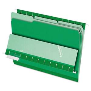 ESSELTE PENDAFLEX CORP. Interior File Folders, 1/3 Cut Top Tab, Letter, Bright Green, 100/Box