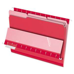ESSELTE PENDAFLEX CORP. Interior File Folders, 1/3 Cut Top Tab, Letter, Red, 100/Box