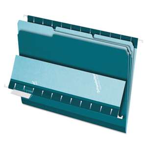 ESSELTE PENDAFLEX CORP. Interior File Folders, 1/3 Cut Top Tab, Letter, Teal, 100/Box