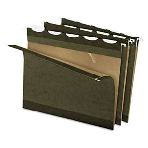 ESSELTE PENDAFLEX CORP. Ready-Tab Reinforced Hanging Folders, 1/5 Tab, Letter, Green, 25/Box
