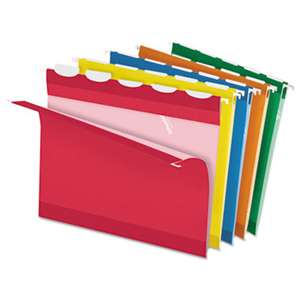 ESSELTE PENDAFLEX CORP. Colored Reinforced Hanging Folders, 1/5 Tab, Letter, Asst, 25/Box