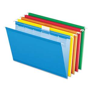ESSELTE PENDAFLEX CORP. Colored Reinforced Hanging Folders, 1/6 Tab, Legal, Asst, 25/Box