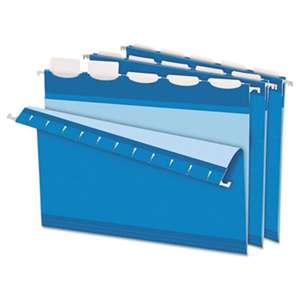 ESSELTE PENDAFLEX CORP. Colored Reinforced Hanging Folders, 1/5 Tab, Letter, Blue, 25/BX