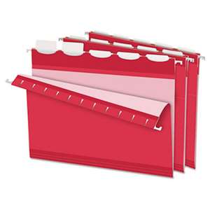 ESSELTE PENDAFLEX CORP. Colored Reinforced Hanging Folders, 1/5 Tab, Letter, Red, 25/Box