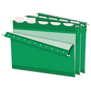 ESSELTE PENDAFLEX CORP. Colored Reinforced Hanging Folders, 1/5 Tab, Letter, Bright Green, 25/Box