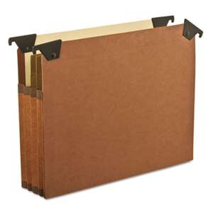ESSELTE PENDAFLEX CORP. 3 1/2" Hanging File Pockets with Swing Hooks, 1/5 Tab, Letter, Brown, 5/Box