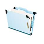 ESSELTE PENDAFLEX CORP. Pressboard Hanging Classi-Folder, 1 Divider/4-Sections, Letter, 2/5 Tab, Blue