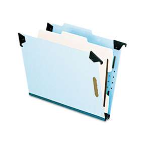 ESSELTE PENDAFLEX CORP. Pressboard Hanging Classi-Folder, 1 Divider/4-Sections, Letter, 2/5 Tab, Blue