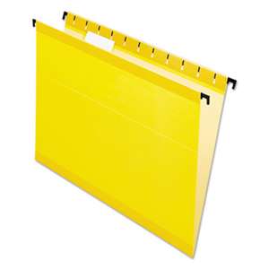 ESSELTE PENDAFLEX CORP. Poly Laminate Hanging Folders, Letter, 1/5 Tab, Yellow, 20/Box