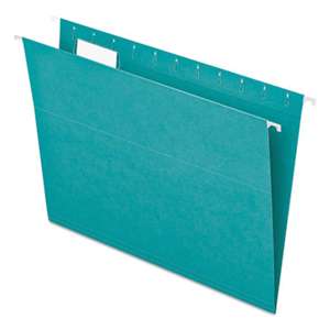 ESSELTE PENDAFLEX CORP. Colored Hanging Folders, 1/5 Tab, Letter, Aqua, 25/Box