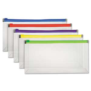 CARDINAL BRANDS INC. Poly Zip Envelope, Check, Open Side, Assorted, 5/Pack