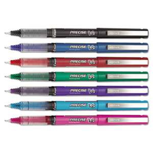 PILOT CORP. OF AMERICA Precise V5 Roller Ball Stick Pen, Precision Point, Assorted Ink, .5mm, 7/Pack