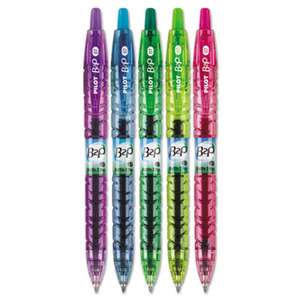 PILOT CORP. OF AMERICA B2P Bottle-2-Pen Colors Recycled Retractable Gel Ink Pen, Assorted, .7mm, 5/Pack