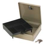 PM COMPANY Steel Personal Cash/Security Box w/4 Compartments, Key Lock, Pebble Beige