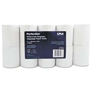 PM COMPANY Single Ply Thermal Cash Register/POS Rolls, 3 1/8" x 230 ft., White, 10/Pk