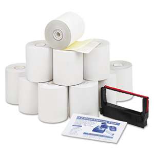 PM COMPANY Paper Rolls, Credit Verification Kit, 3" x 90 ft, White/Canary, 10/Carton