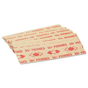 PM COMPANY Tubular Coin Wrappers, Pennies, $.50, Pop-Open Wrappers, 1000/Pack