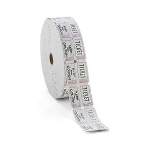 PM COMPANY Consecutively Numbered Double Ticket Roll, White, 2000 Tickets/Roll