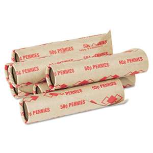 PM COMPANY Preformed Tubular Coin Wrappers, Pennies, $.50, 1000 Wrappers/Carton