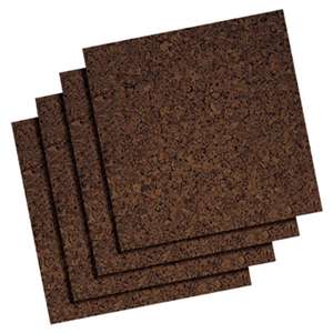 QUARTET MFG. Cork Panel Bulletin Board, Brown, 12 x 12, 4 Panels/Pack