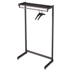 QUARTET MFG. Single-Side Garment Rack w/Shelf, Powder Coated Textured Steel, 48" Wide, Black